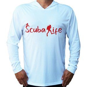 Scuba Dive Diving Diver Flag UV Protected UPF 50 Long Sleeve T-Shirt Hood Sport